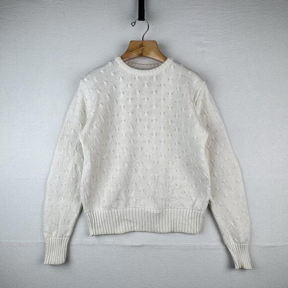 Neiman Marcus Sweaters - Vintage Neiman Marcus Cotton Cable Knit Sweater Ivory Cream Small 40”